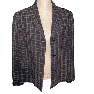 NWT Karen Scott Women’s Blazer Button Front Lined Tan Plaid Pattern Size 16